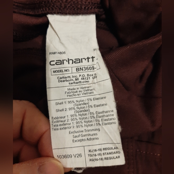 Women's carhartt burgundy force fitted utility leggings - Picture 5 of 5